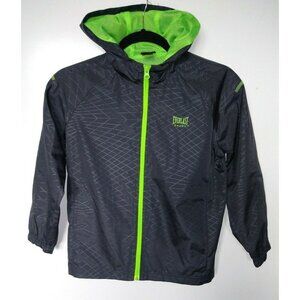 Everlast Sport Boys Athletic Casual Jacket Full Zip Sz M /8 Gray Neon Green hood